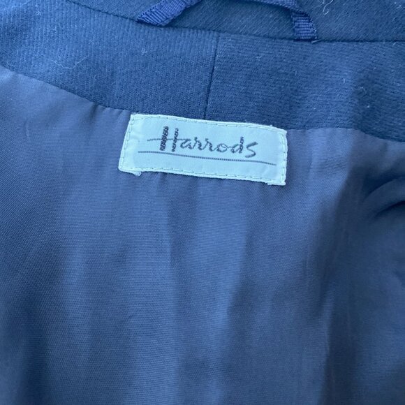 Harrods Wool Blazer Size UK 10 US 8 Navy Blue Jacket Two Button - Picture 7 of 9